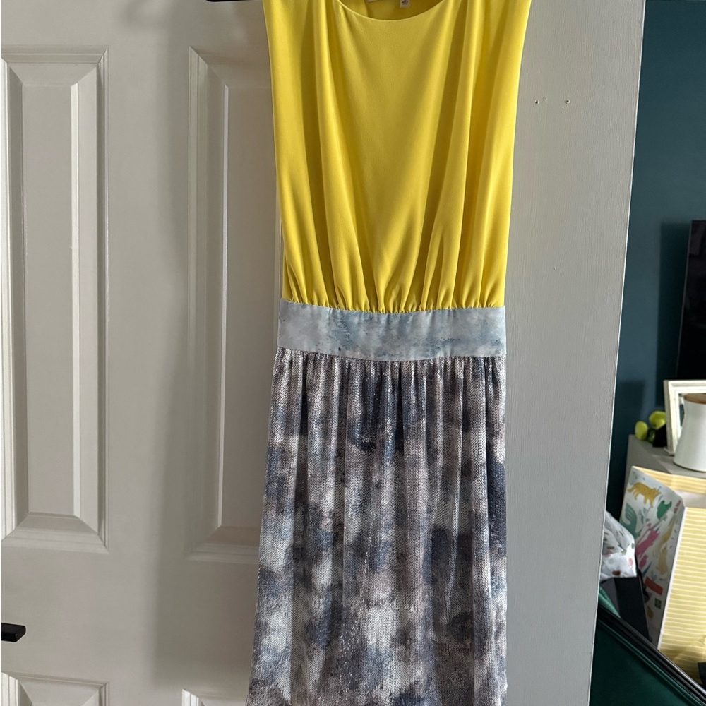 RACHEL Rachel Roy Yellow and Blue Mini Dress (sequin skirt)